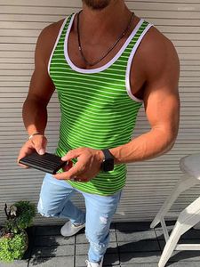 Herentanktops 2023 Zomer Casual mouwloze T-shirts voor heren Vintage Stripe Printing Men Fashion O-Neck Pullover Streetwear