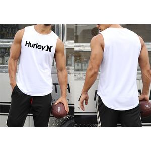 Herentanktops 2023 Zomer Gym Tanks Workout Bodybuilding Fitness Mouwloze T-shirts Merkprint Strand Sportkleding Spiervesten voor mannen 230713