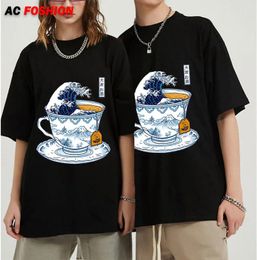 Débardeurs pour hommes 2024 Japonais Great Kanagawa T-shirt Hommes Wave Retro Hokusai Art Tees Unisexe Manches courtes T-shirts surdimensionnés Plus Taille
