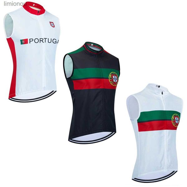 Débardeurs pour hommes Tops 2024 Portugal Maillot de cyclisme Hommes Femmes Italie Respirant Vélo Coupe-vent Gilet Ropa Ciclismo Sans Manches Bicycl Maillot VêtementsL240124