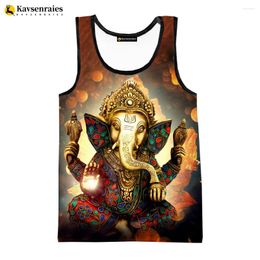 Tobs de débardeur pour hommes 2024 Été Ganesh Vest Hindouisme à tête d'éléphant Dieu Ganesha 3D Print Men Femmes Streetwear Sans manches surdimensionnées