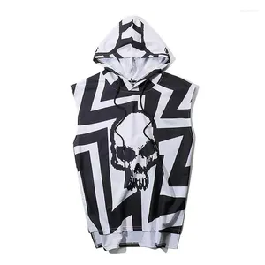 Tabburez masculin 2024 Paulage d'été T-shirt sans manches à sweat Hip Hop Hop Hop Breathable Skull Print Top