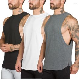 Débardeurs pour hommes 3 Pack Hommes Gym Coton Vêtements Fitness Gilet Solide Chemise Sans Manches Mode Hommes Canotte Bodybuilding Formation Singlets