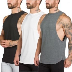 Herentanktops 3 pack heren gym katoen kleding fitness vest massief mouwloos shirt mode mannen canotte bodybuilding training singlets