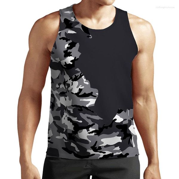 Camisetas sin mangas para hombre Camuflaje 3D Estampado gráfico Hombre / Mujer Chaleco de campaña de moda informal Camisetas de playa para niños Ropa de gimnasio de gran tamaño de verano para hombres