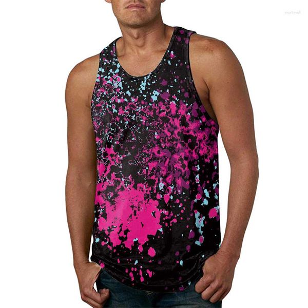 Camisetas sin mangas para hombre, Top con grafiti en 3D, ropa de calle informal fresca, ropa deportiva holgada para Fitness, trajes hawaianos, ropa masculina personalizada sin mangas