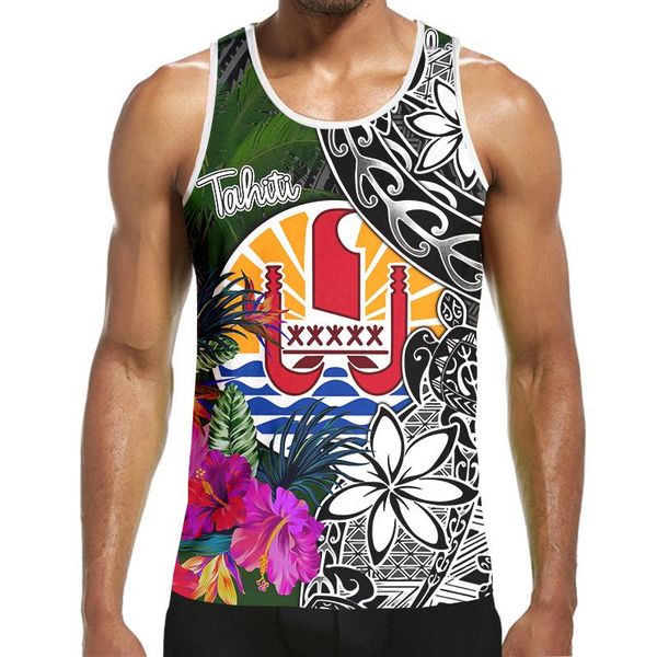 Camisetas sin mangas para hombre 3D Polinesia Tahití hawaiana piña estampado Top Hipster Casual abstracto divertido chaleco sin mangas hombres y mujeres ropa de calle