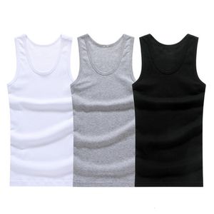 Herentanktops 3 stks/kavel katoenen heren ondergoed mouwloze top vaste spiervest onderhemden o-neck gymclothing t-shirt herenvest man 230505