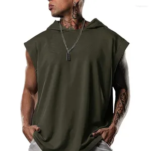Tank pour hommes tops 5 couleurs à sweat à capuche T-shirt sans manches sportiels Top Color Couleur Fitness Running