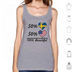 Herentanktops 50% Zweedse Amerikaanse prachtige vest mouwloze half Zweden vlag