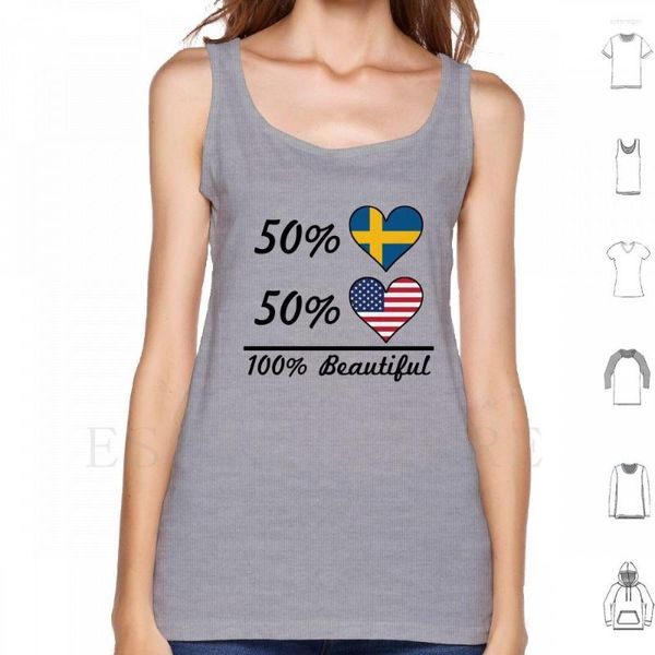 Camisetas sin mangas para hombre 50% sueco americano hermoso chaleco sin mangas media bandera de Suecia