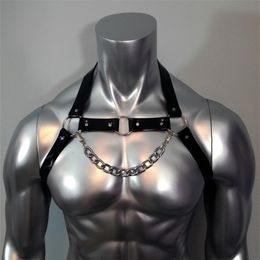 Mannen Tank Tops Verstelbare Gay Body Strap Fetish Mannen Seksuele Borst Kunstleer Riemen Rave Kleding voor Volwassen Sex 230721