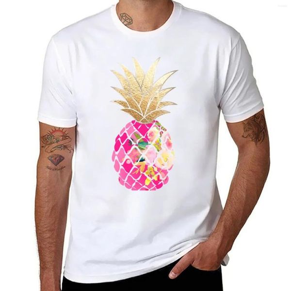Débardeurs pour hommes Aloha Ananas T-shirt rose Garçons T-shirts blancs Vêtements esthétiques Chemise graphique ajustée pour hommes