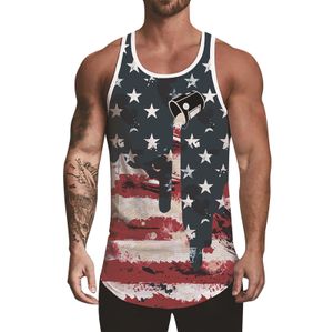 Herentanktops American Flag 3D Printing Summer Mouwess Shirt T -shirt Harajuku Independent Station 230509