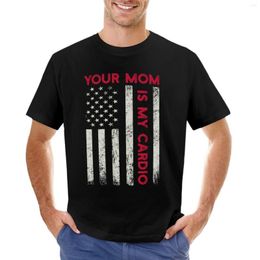 Débardeurs pour hommes Drapeau américain Drôle disant que ta mère est mon T-shirt cardio T-shirts personnalisés Vêtements pour hommes