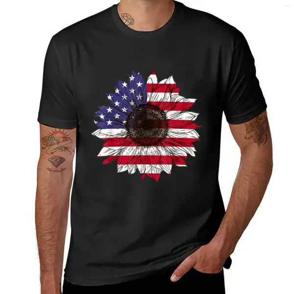 Camas de tanques para hombres Flag Bander Gunflower Graphic 4 de julio Camiseta de talla grande Camisetas de anime