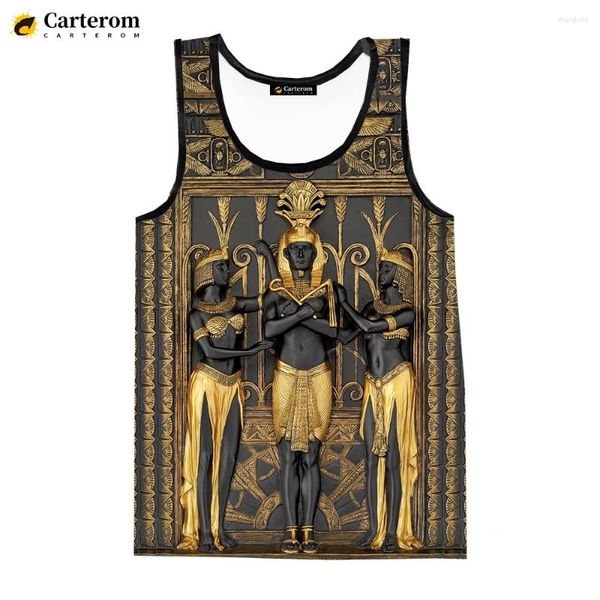 Débardeurs pour hommes, vêtements égyptiens anciens, dieu pharaon, Streetwear Harajuku, chemises surdimensionnées sans manches, Ropa Hombre