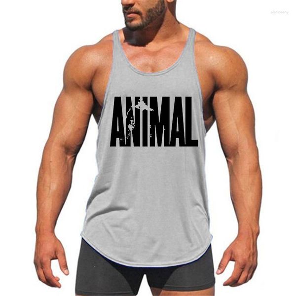 Camisetas de tanques masculinas animales global suelto de pesas en cuclillas Sports Sports