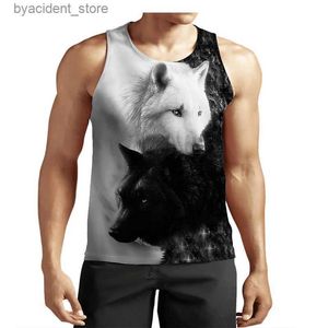 Tanktops voor heren Dieren Wolf Grafische Street Style Tanks voor heren Mouwloos 3D-geprint Harajuku Man Vest Zomer O-hals Casual Tanks Tops L240319