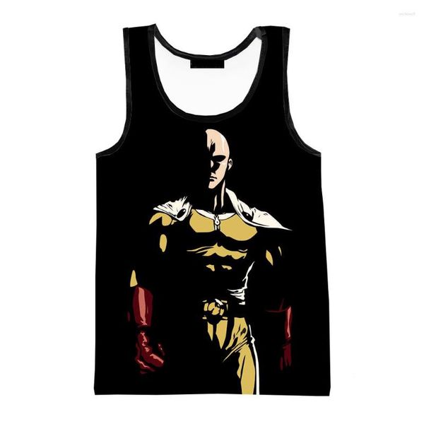 Camisetas sin mangas para hombre Anime One Punch Moda de verano sin mangas Primavera Harajuku Personalidad 3D Impreso Beach Tees