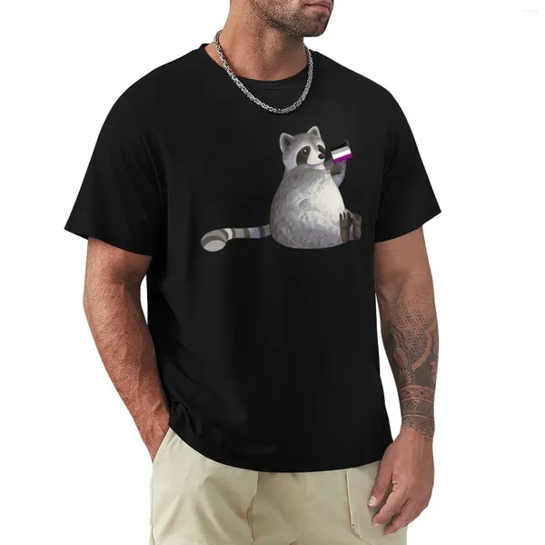 Débardeurs pour hommes T-shirt de raton laveur de fierté asexuée Sweat-shirts Vêtements esthétiques T-shirts noirs pour hommes