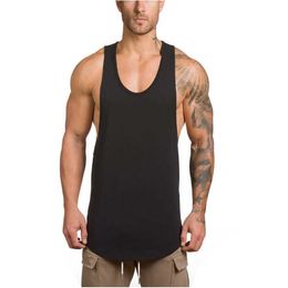 Débardeurs pour hommes Asr Fitness Split Lâche Mot fonctionnel Code européen Lycra Coton peigné Gilet 8LRO