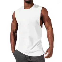 Camisetas de tanques masculinas hombres casuales atléticos chaleco sólido color o cuello deportivo para el culturismo