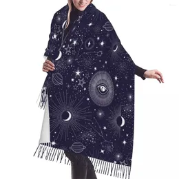 Débardeurs pour hommes Automne Hiver Foulards chauds Étoiles Soleil Lune Constellation Planète Yeux Mode Châle Gland Wrap Cou Bandeau Hijabs Étole