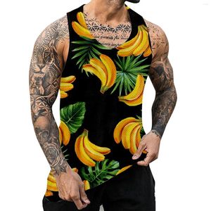 Heren Tank Tops Banaan Gedrukt Bloemen Top Heren Vest Zomer Casual Sport Mouwloos Hawaii Shirt Bodybuilding Tee Gym Workout Kleding