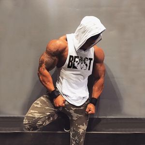 Mannen Tank Tops BEEST MODUS Hoodie Mannen Zomer Outfits Gym Bodybuilding Tanks Workout Hooded Sweatshirts 230706