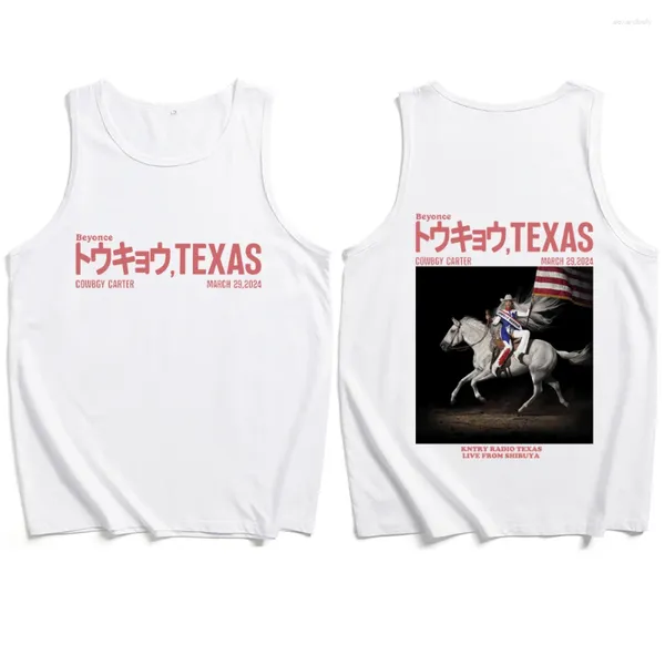 Tobs de débardeur masculine Beyonce Cowboy Carter 2024 chemises Vest Rap Hio Hop Music T-shirt Man Woman