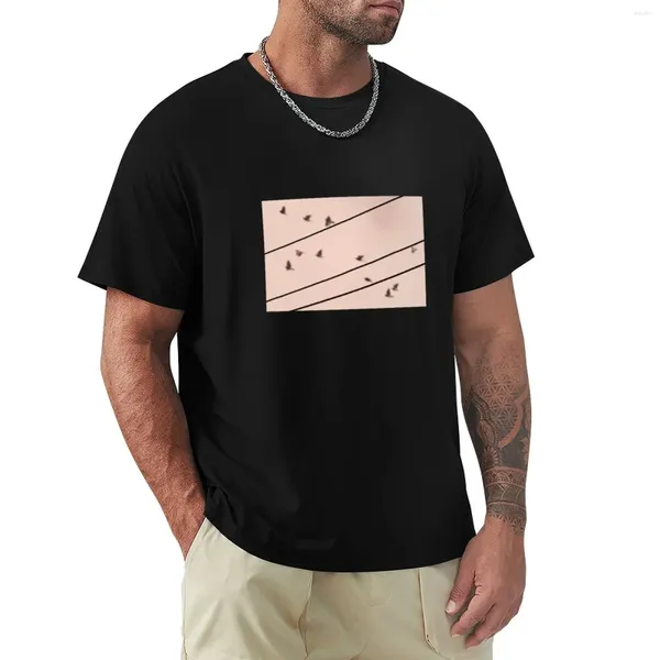 Camisetas sin mangas para hombre, camiseta con diseño de pájaros volando entre cables, camisetas deportivas para niños, camisetas blancas y negras lisas para hombres