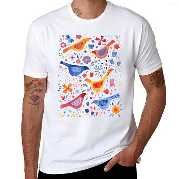 Camisetas sin mangas para hombre, camiseta con estampado de pájaros en un jardín, ropa de Anime, camiseta personalizada para niños con estampado de animales, camiseta de gran tamaño para fanáticos de los deportes