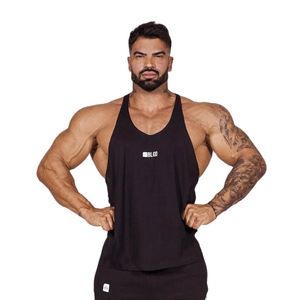 Herentanktops zwarte bodybuilding heren gym fitness katoen mouwloos shirt stringer singlet mannelijke zomer casual vest training kledinglieden