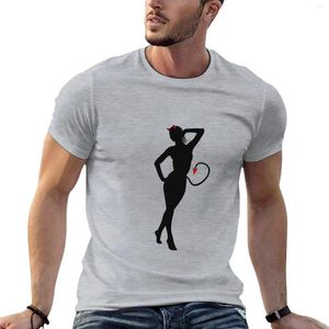 Herentanktops Zwart sensueel silhouet van duivel met rode hoorns Halloween t-shirt man kleren gewoon t shirts mannen