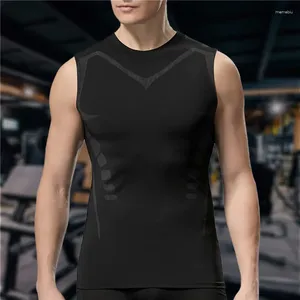 Camisetas sin mangas para hombre Body Shaper Camisetas de compresión Top Hombres Fajas sólidas Seda de hielo Adelgazante Chaleco moldeador iónico Camisas de fitness con control de barriga