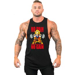 Camisetas sin mangas para hombre, ropa de verano divertida de culturismo Stringer para hombre, chaleco sin dolor, ropa de Fitness, camisetas de algodón para gimnasio 230630