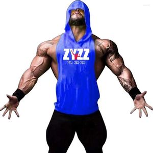Heren tanktops Brand Gyms Hoodzed Zyzz Print Men Bodybuilding Katoen mouwloos vest sweatshirt fitness workout sportkleding top man