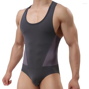 Heren tanktops dappere persoon mannelijke sexy ondergoed top heren bodysuits man ademende lichaamsbouw uit één stuk kledingstuk mannen singlet