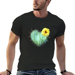 Heren tanktops Cactus illustratie met gele bloem aquarel Cool vetplant tekening T-shirt