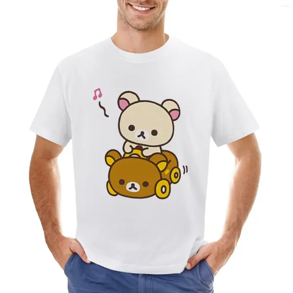 Camisetas sin mangas para hombre, camiseta Rilakuma con conducción de coche, ropa bonita de Anime, camisetas gráficas para hombre