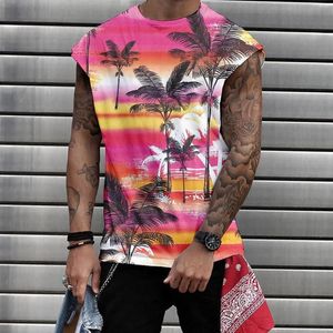 Camisetas sin mangas para hombre, camisetas informales de playa hawaianas con estampado bohemio, camisetas musculosas sin mangas, camisetas de entrenamiento frescas, chaleco deportivo atlético