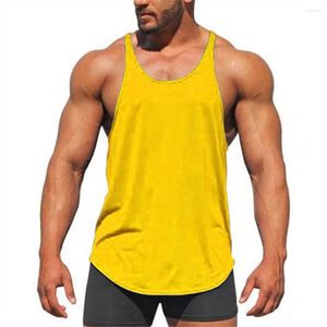 Camas de tanques masculinos deportes casuales Top sólido Chaleco de deporte con diseño Racerback para el culturismo