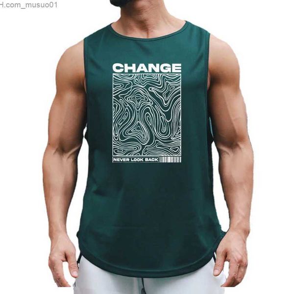 Camisetas sin mangas para hombre Cambiar nunca mirar atrás Verano Moda para hombre Camisetas sin mangas deportivas Ropa de gimnasio para fitness Camisas sin mangas para culturismo sueltas de secado rápido L2402