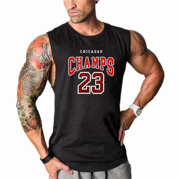 Tops pour hommes Chicago Champs 23 USA City Team Gym Vêtements Fitness Tops Tops Hommes Bodybuilding Singlets