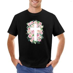 Débardeurs pour hommes Christian Aquarelle Floral Cross T-Shirt Heavyweight T Shirts Cute Clothes Vintage Men