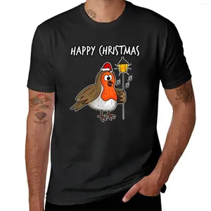 Tanktops voor heren Kerstmis Robin Carol Singing Funny Bird Wildlife T-shirt T-shirts Katoen