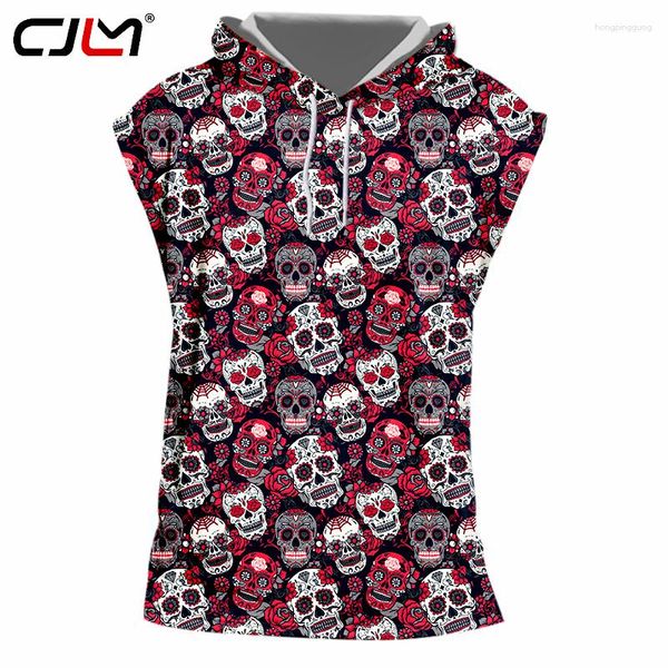 Camisetas sin mangas para Hombre CJLM, Top con capucha para Hombre, estampado completo de flores, calaveras, sudaderas con capucha, gorra para Hombre, ropa informal estilo Hip Hop, camiseta sin mangas de estilo Punk 7xl