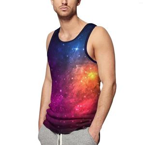 Les débardeurs pour hommes colorés Galaxy Top Males Stars et Nébuleuse Entraînement surdimensionné de plage Muscle graphique