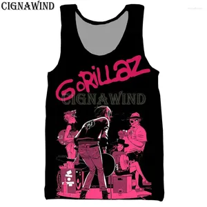 Camisetas sin mangas para hombre, chaleco fresco para hombre/mujer, banda de Anime Gorillaz, chalecos con estampado 3D, ropa de calle de culturismo estilo Harajuku Unisex